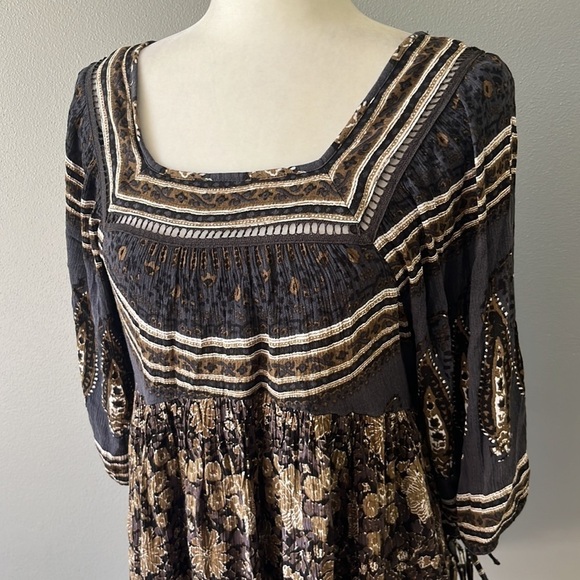 Free People Midsummer Night Dream Black Floral Print Dress - Picture 4 of 14